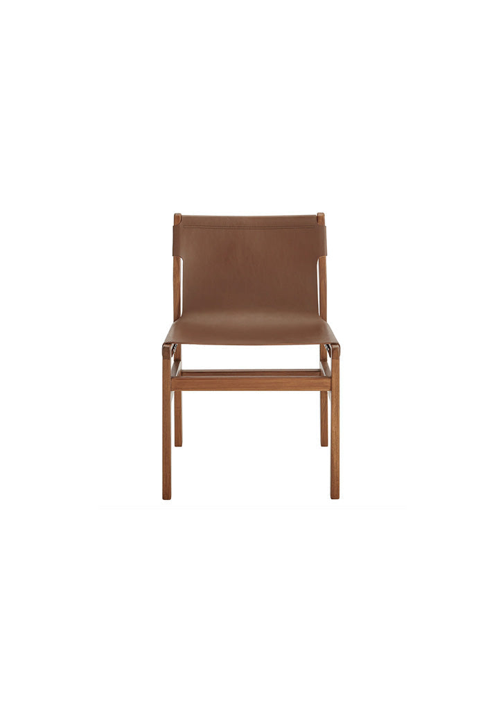 Chaise de salle à manger en cuir Sono marron muscade