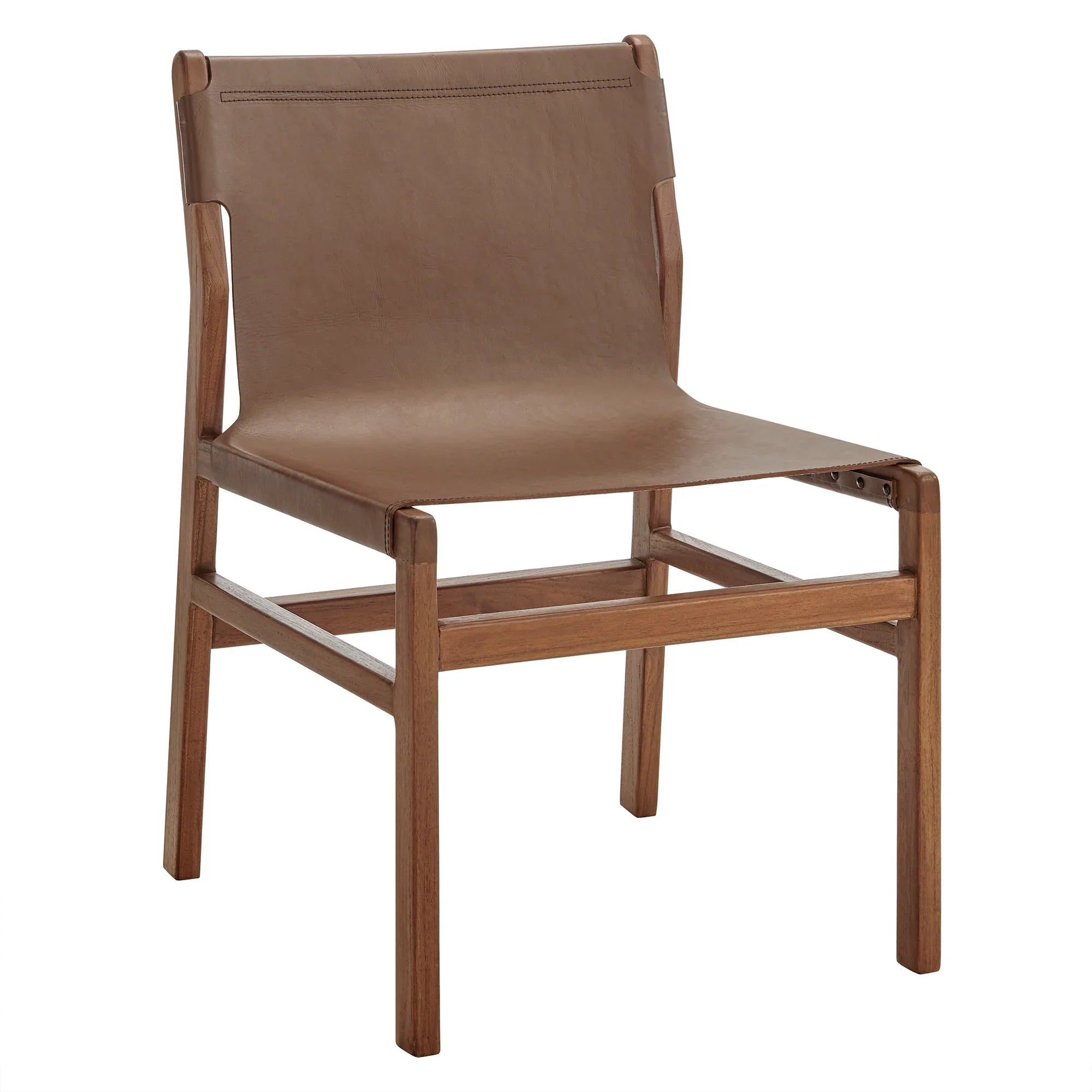Chaise de salle à manger en cuir Sono marron muscade